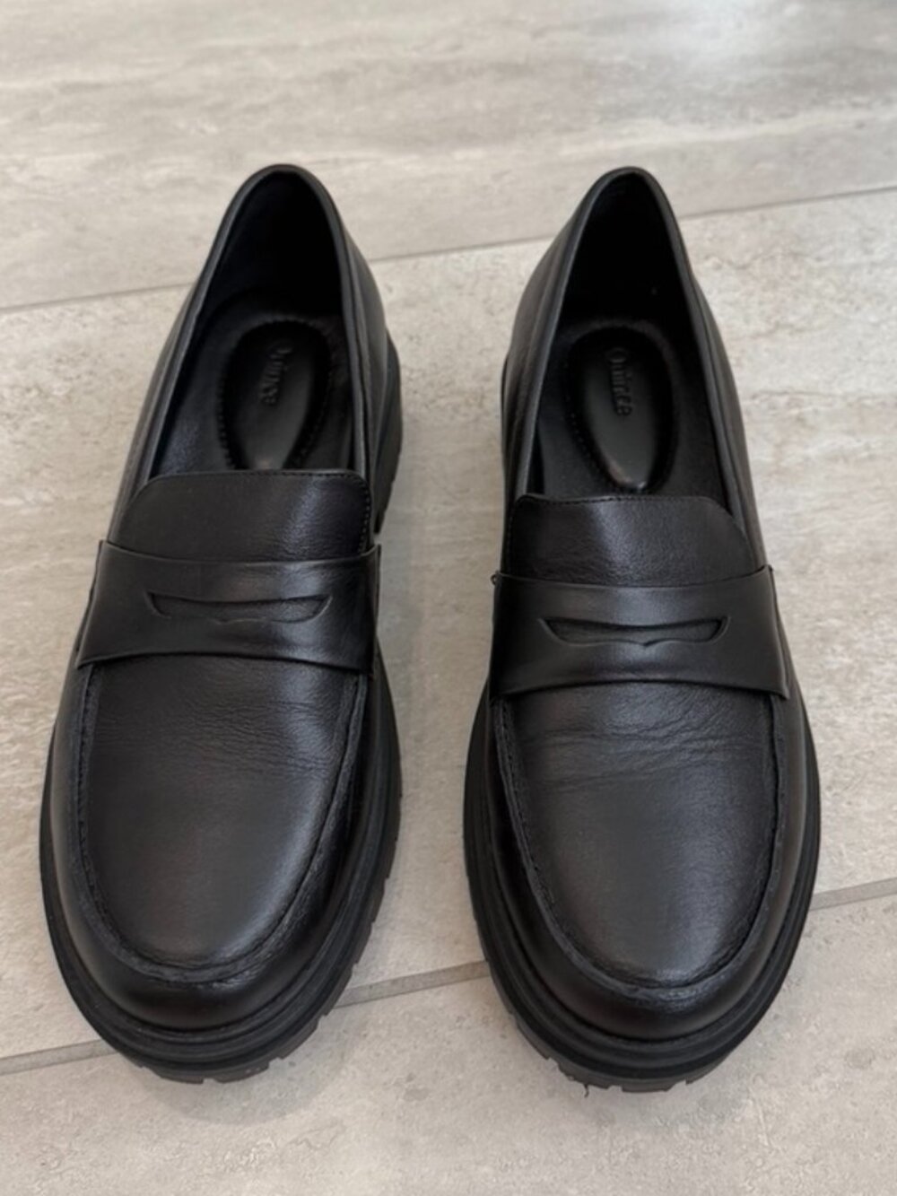 Quince Italian Leather Lug Sole Loafer Black Shoes 8 - 8.5